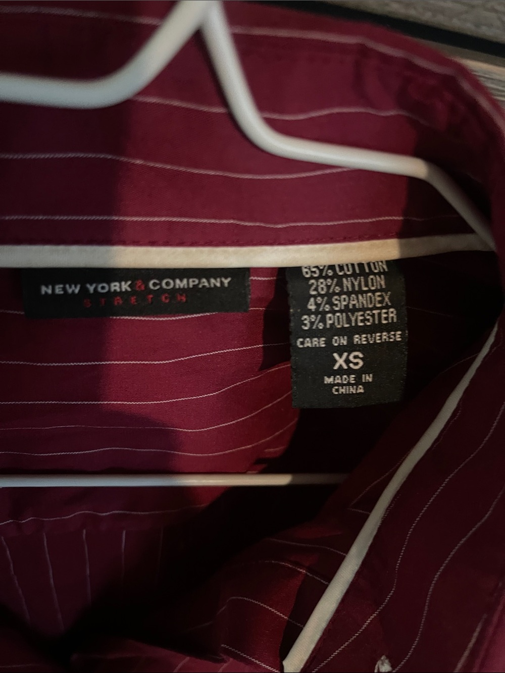 New York & Company Burgundy Pinstripe Button-Down Shirt - Picture 2 of 6